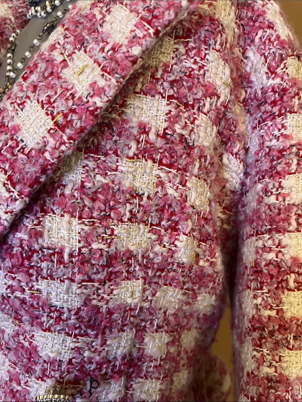 Aqua Kerri Rosenthal Pink & White Tweed Blazer Jacket. Sz XL. - Picture 4 of 6